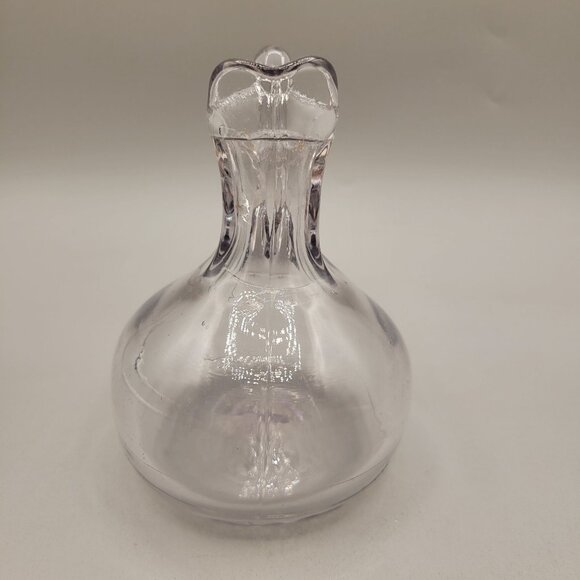 Antique Smooth Clear Pressed Glass Cruet Paneled Neck - Picture 4 of 8
